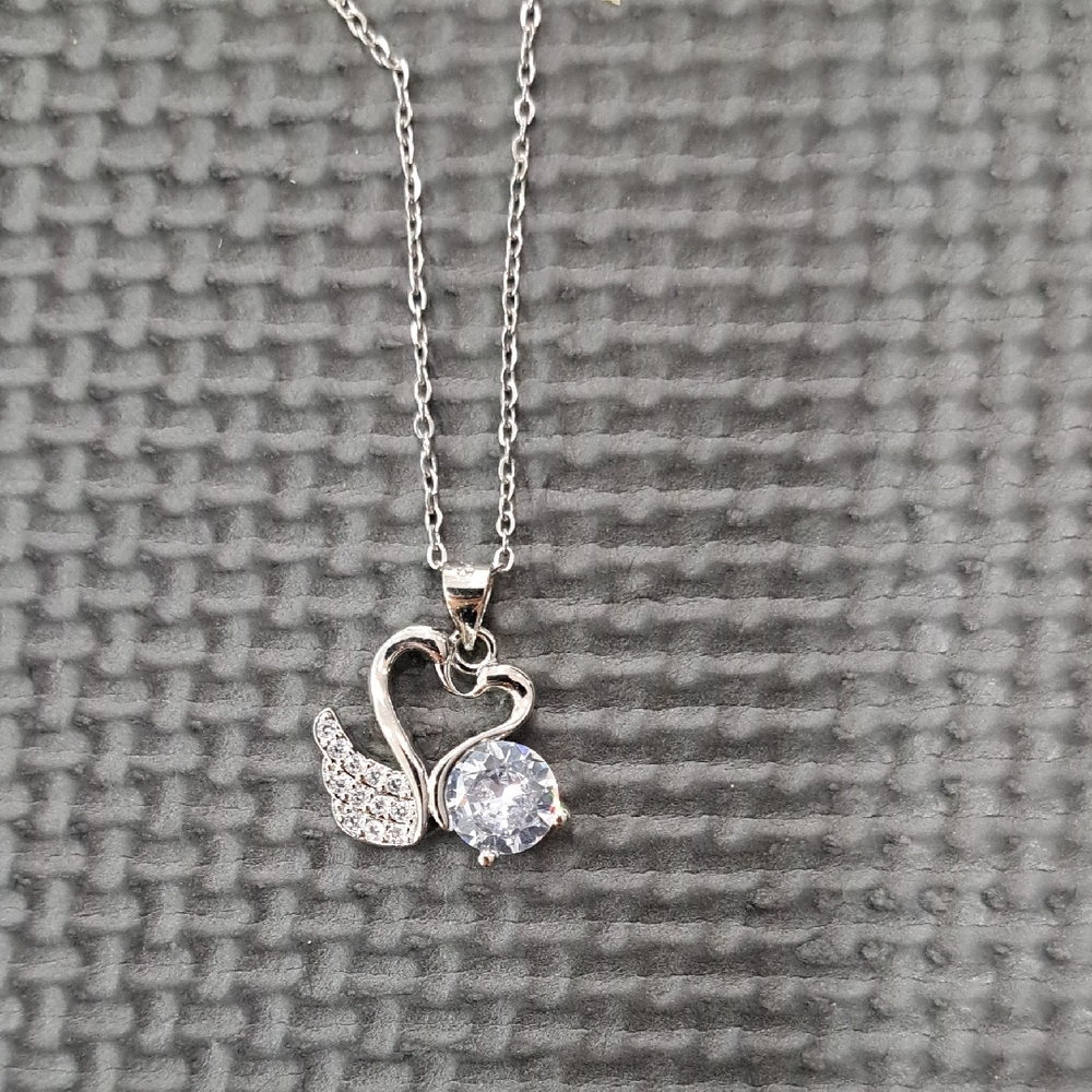 Elegant Silver Swan Pendant Necklace